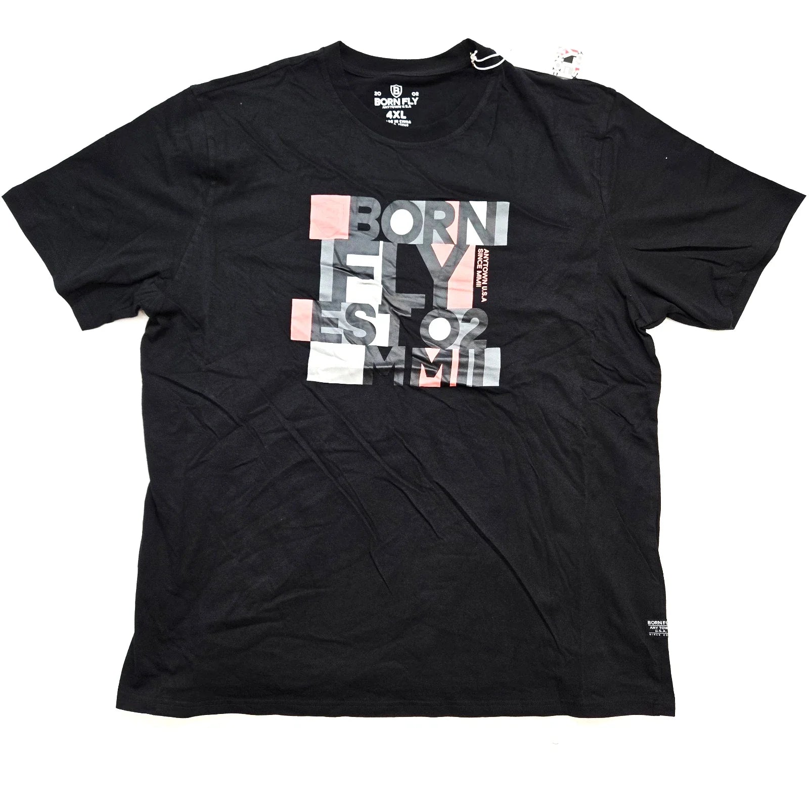 Born Fly Men's Big & Tall Black Salmon Gray Design Graphic 4XL & 5XL Unisex , , , Long Sleeve Tee