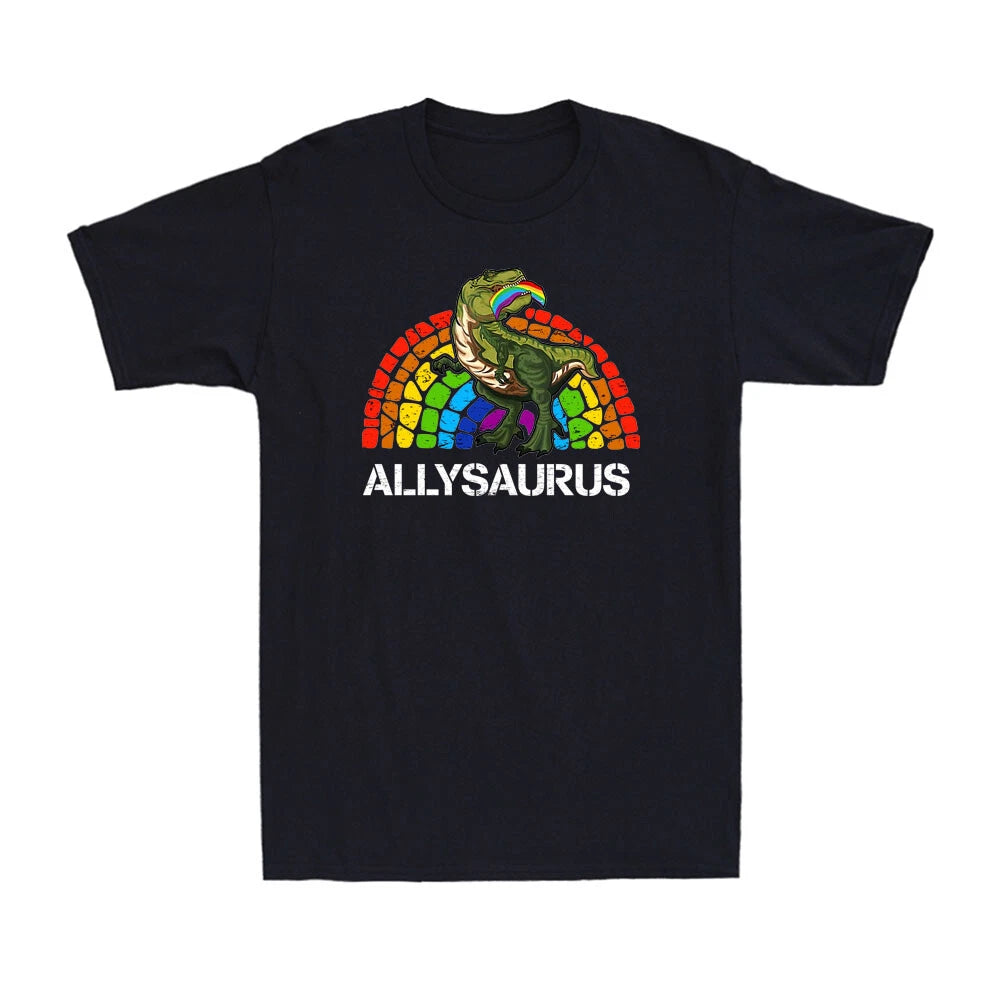 Allysaurus Dinosaur In Rainbow Flag For Ally LGBT Pride Gift Novelty T-Shirt