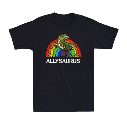 Allysaurus Dinosaur In Rainbow Flag For Ally LGBT Pride Gift Novelty T-Shirt