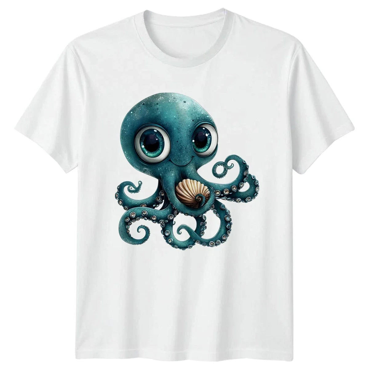 Cute Octopus Holding Seashell Marine Life 2026 Gift For Him And Her Unisex , , , Long Sleeve Tee