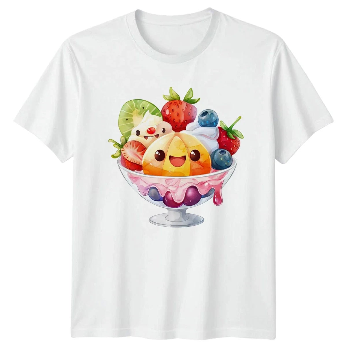 Cute Kawaii Fruit Sundae Summer Dessert Gift For Him And Her Unisex , , , Long Sleeve Tee