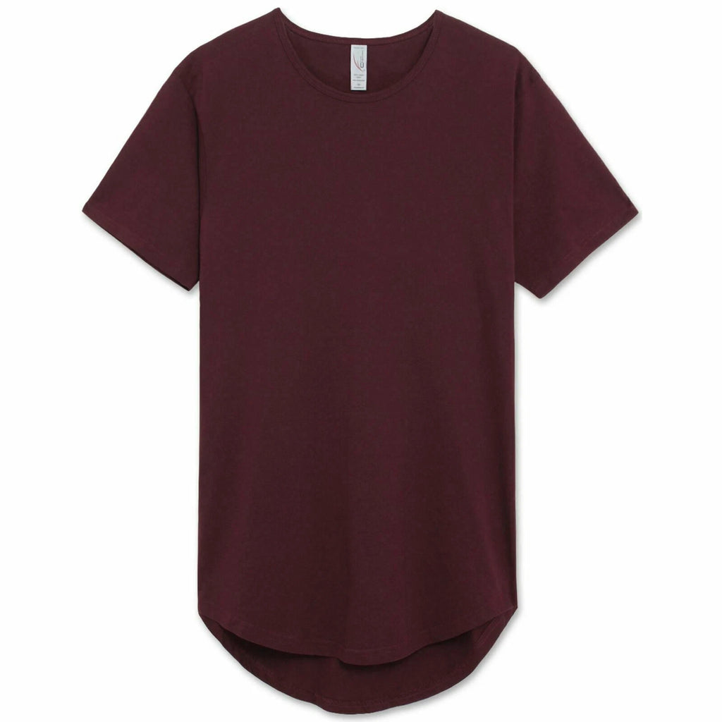 Mens BASIC HIPSTER T Shirts Casual Extended Longline Back Hip Hop Hemline Tee