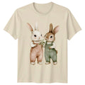 Two Cute Bunny Friends In Pastel Watercolor Rabbits Easter Animals Unisex , , , Long Sleeve Tee