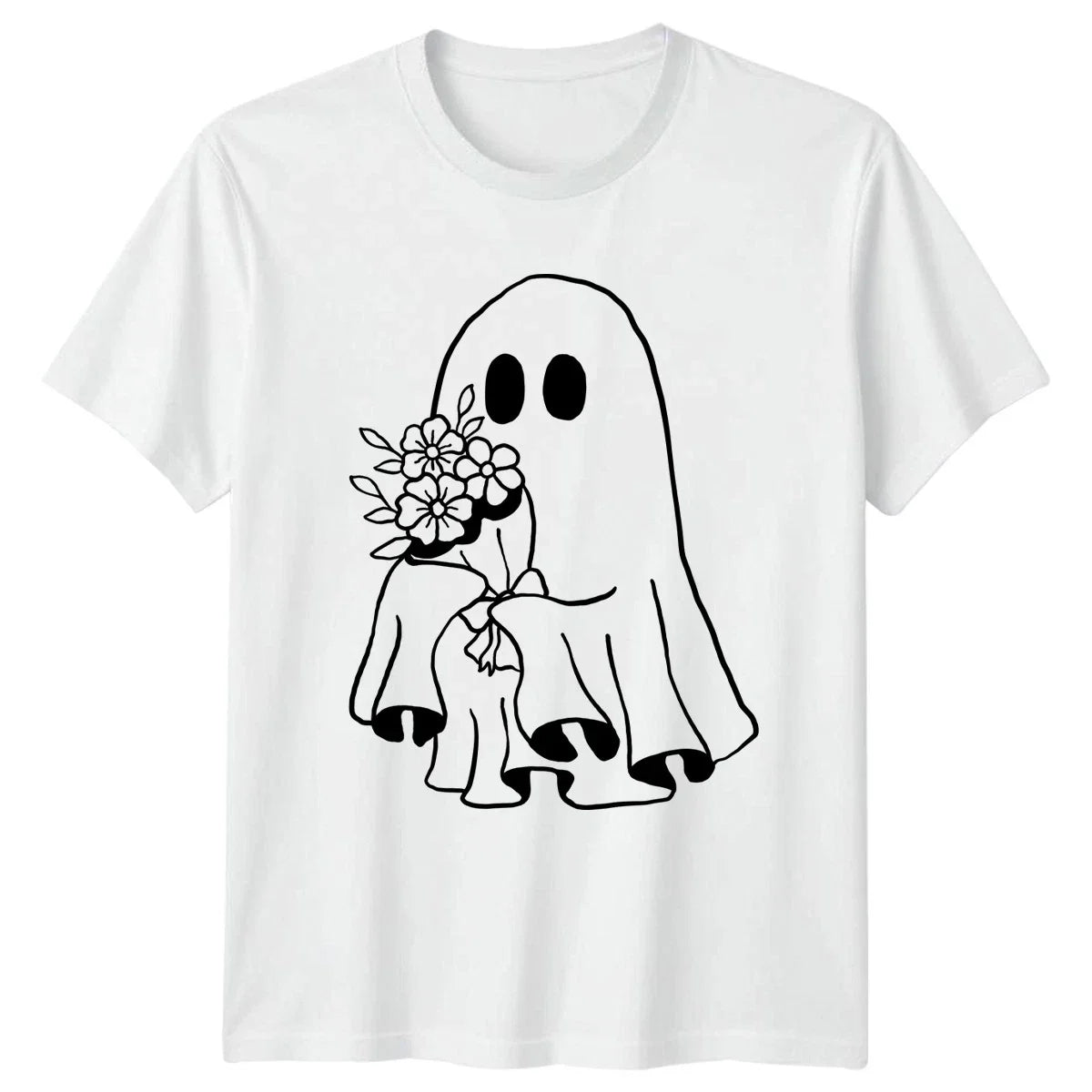 Cute Ghost With Flowers Spooky Cute Halloween Halloween Gift Unisex , , , Long Sleeve Tee