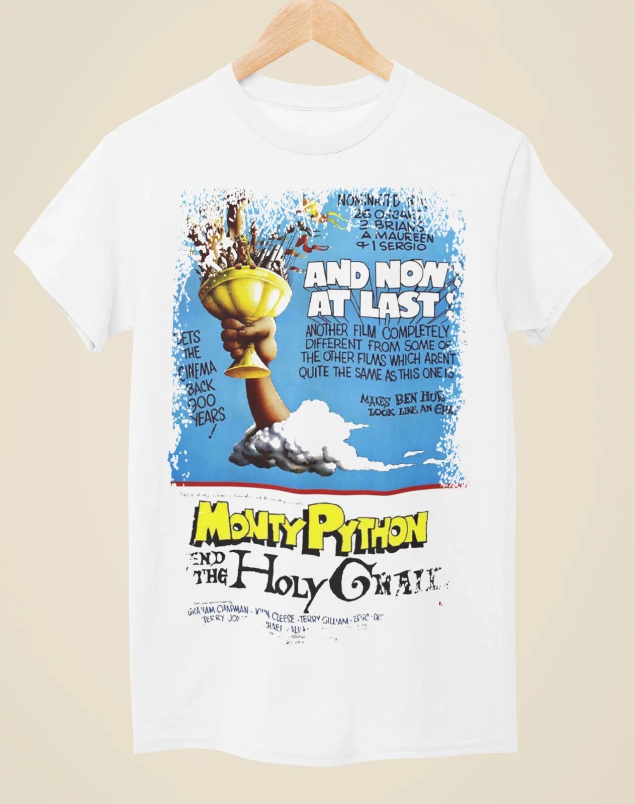 Monty Python & the Holy Grail - Movie Poster Inspired Unisex White Unisex , , , Long Sleeve Tee