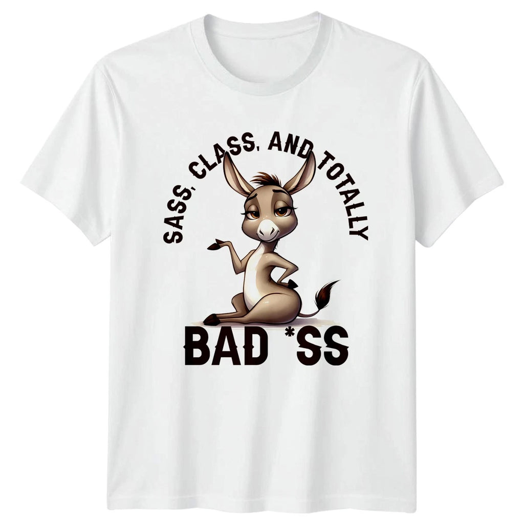 Sass Class And Totally Bad Womens T-Shirt Sarcastic Humor Animal Birthday Gift