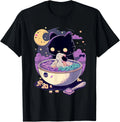 Pastel Goth Aesthetic Kawaii Creepy Cat Eating Ramen Noodles Unisex , , , Long Sleeve Tee