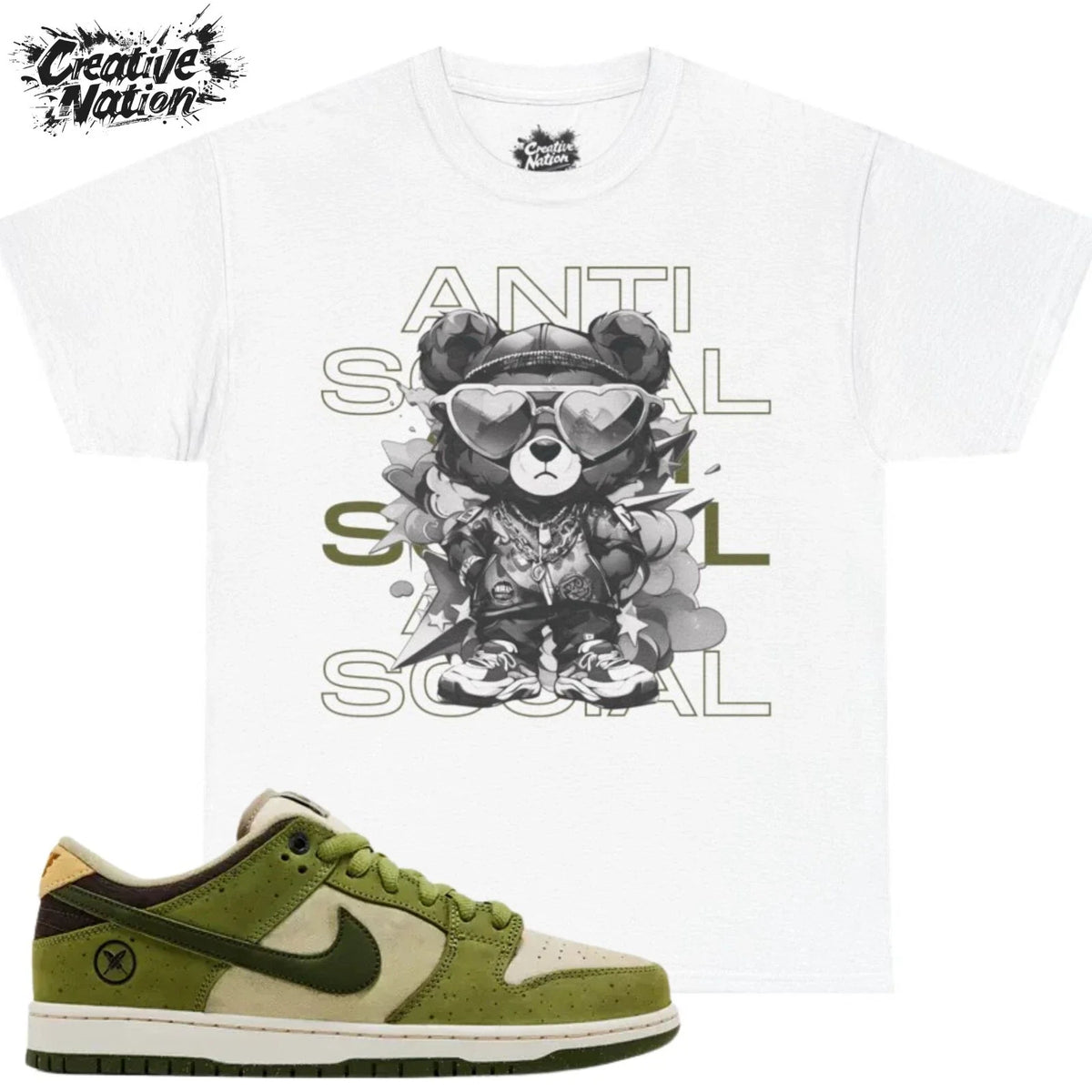 Shirt To Match SB Dunk Low Matcha Unisex Tee Anti Social Shirt Unisex , , , Long Sleeve Tee