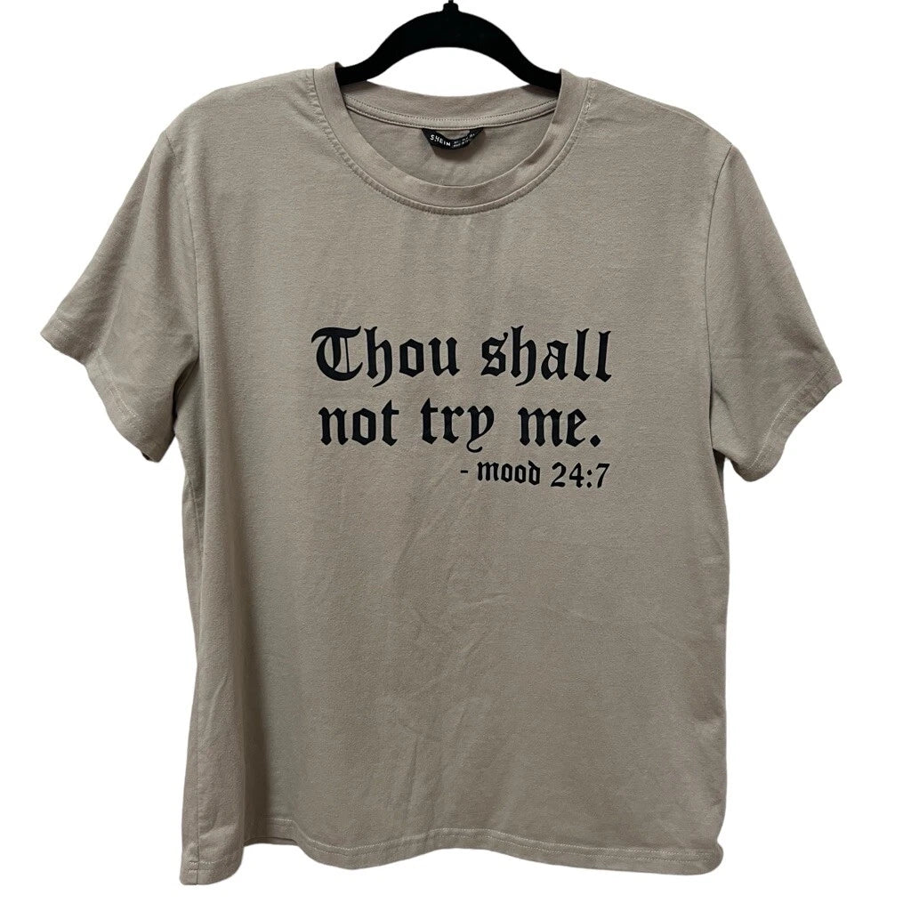 SHEIN Men’s Graphic Print Tee Thou Shall Not Try Me, Size Small