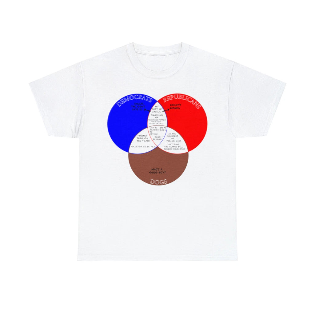 REPUBLICAN, DEMOCRAT, & DOGS VENN DIAGRAM Unisex Heavy Cotton Tee