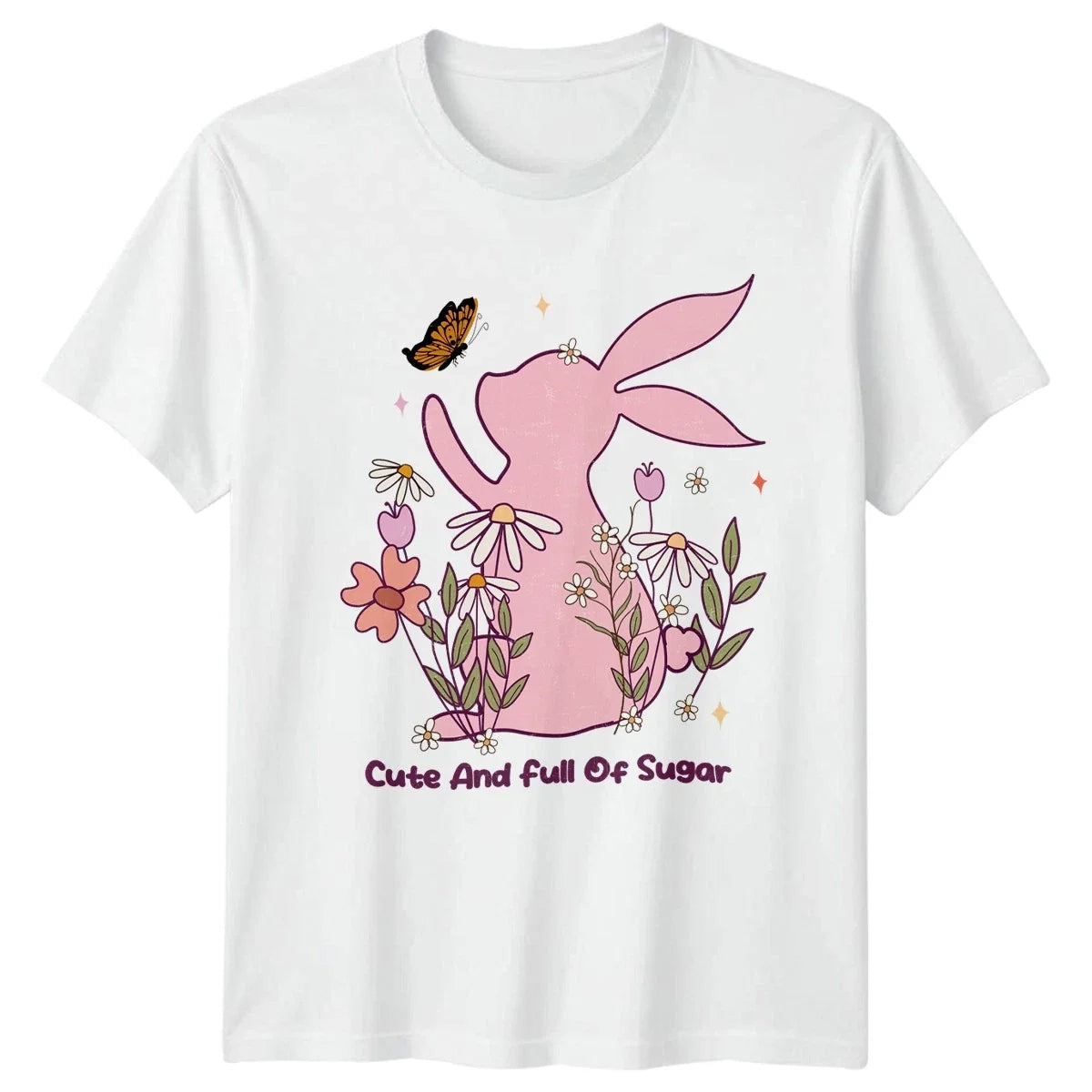 Cute And Full Of Sugar Womens Bunny Rabbit Lover Floral Unisex , , , Long Sleeve Tee