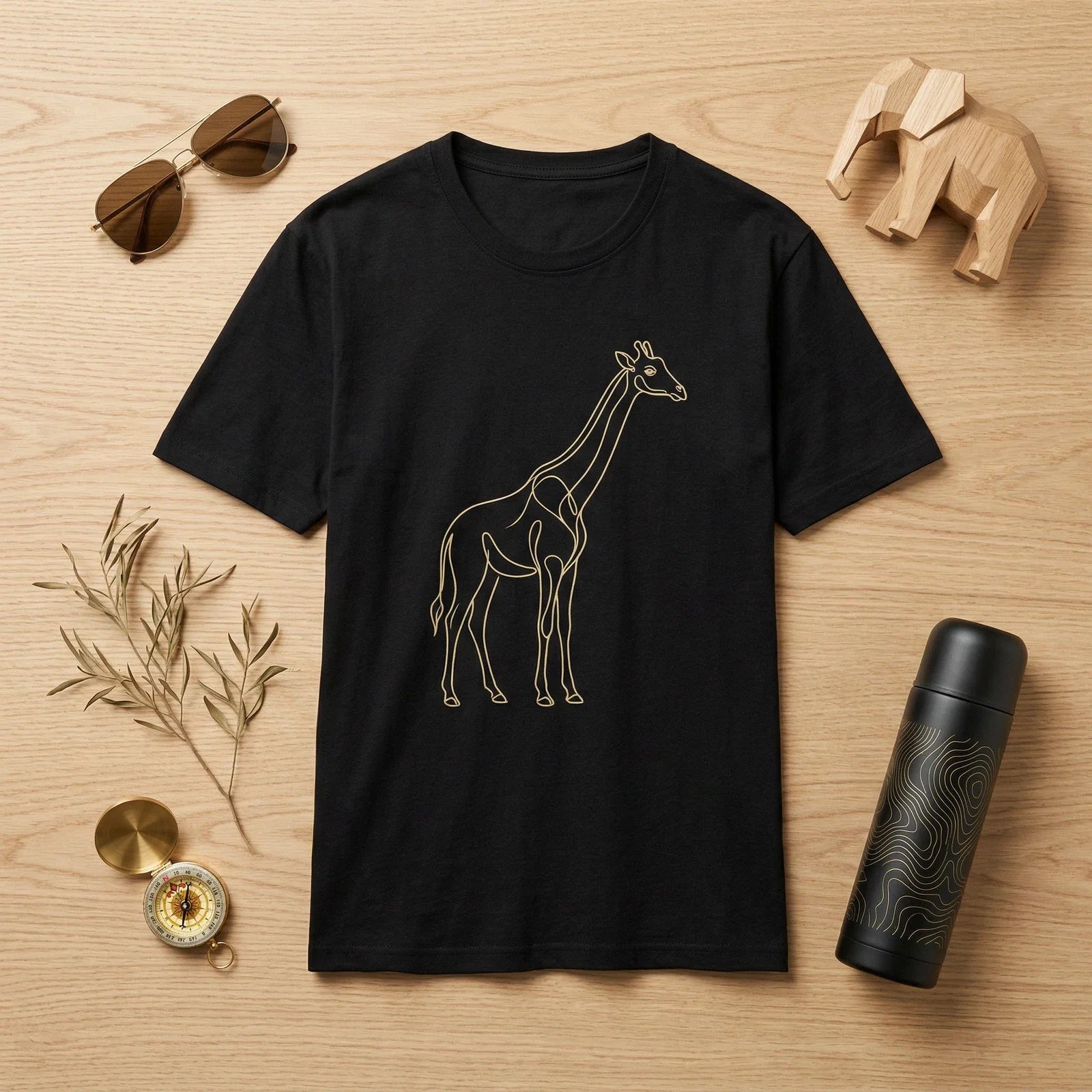 Giraffe Line Art Minimalist Graphic Cute Animal Tee Men Women Black Unisex , , , Long Sleeve Tee