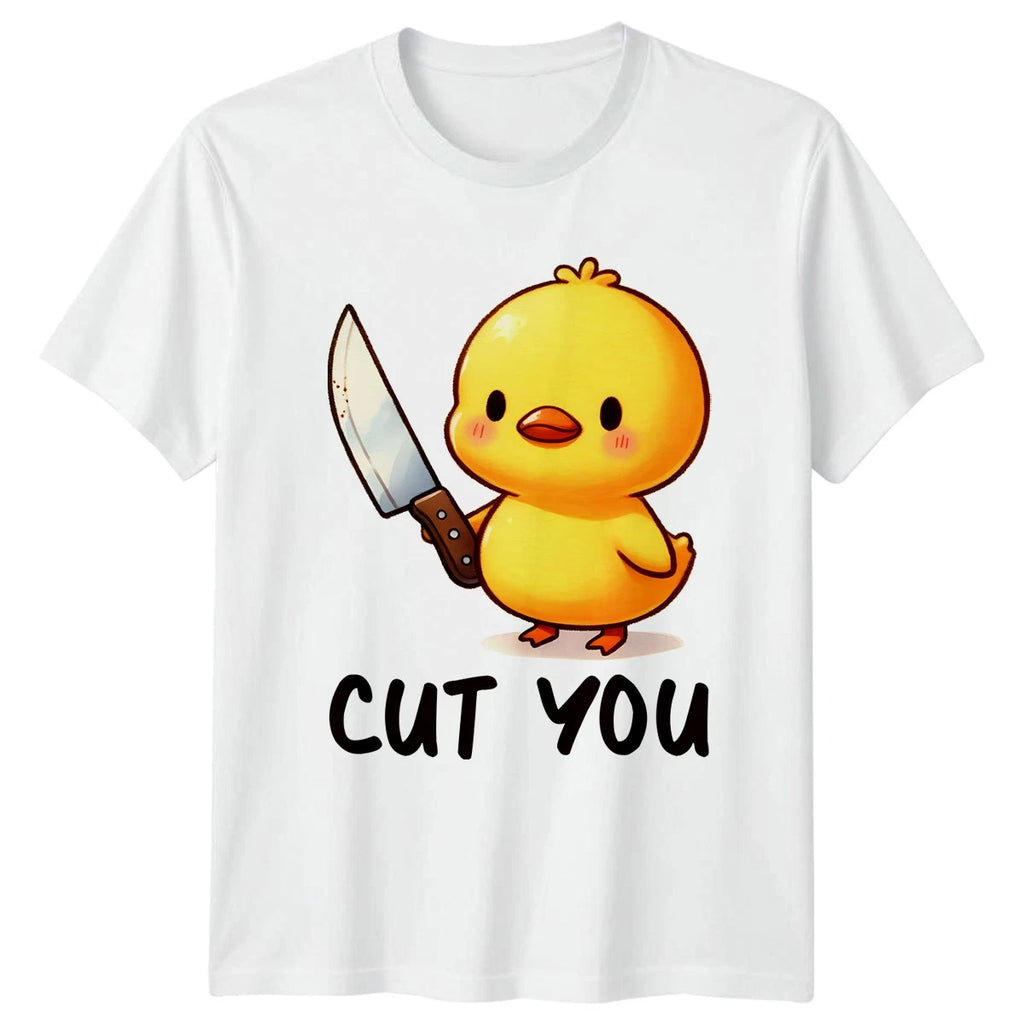 Cut You T-Shirt Kawaii Chick Knife Novelty Humor Birthday Gift For Him And Her