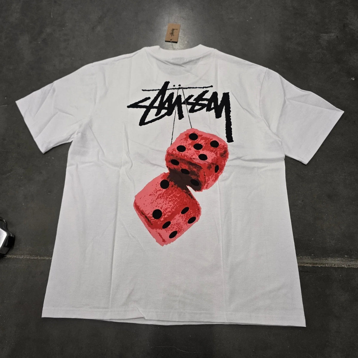 Stussy Fuzzy Dice Tee White SS22 Men’s Size large Streetwear Graphic Tee Rare Unisex , , , Long Sleeve Tee
