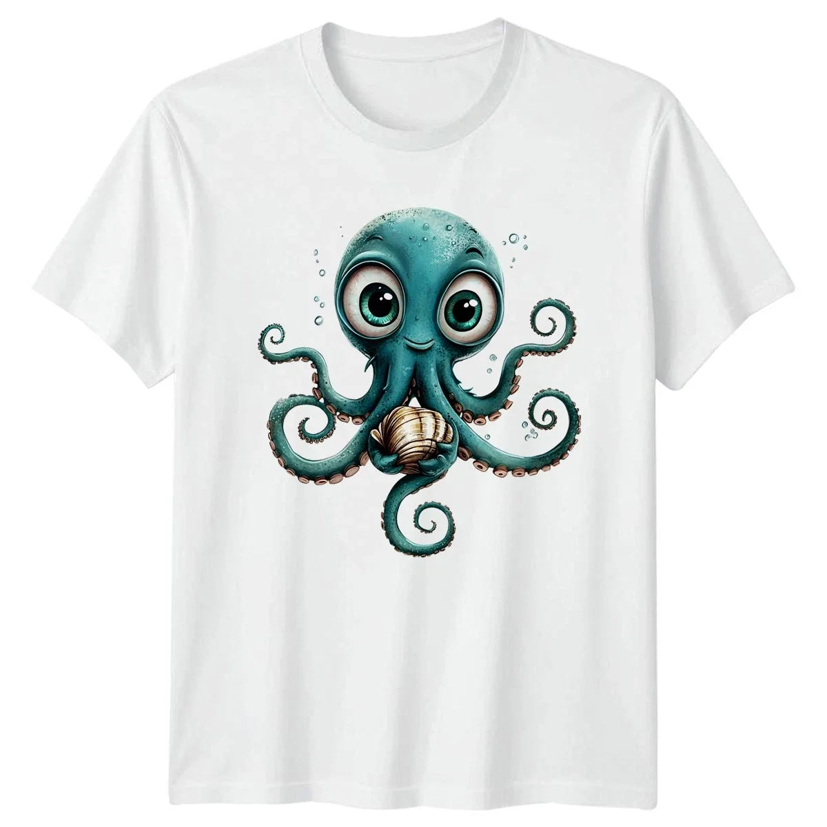 Cute Octopus Holding Shell Marine Life Gift For Him And Her Unisex , , , Long Sleeve Tee