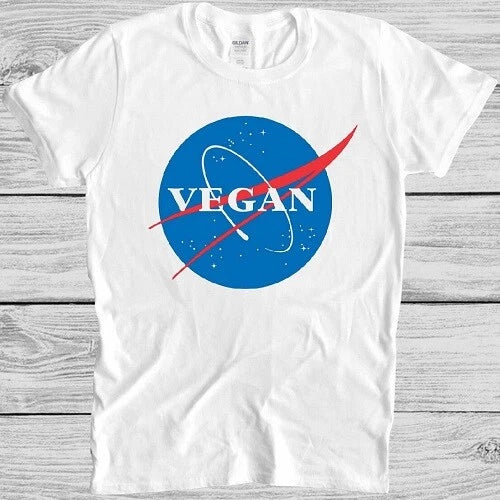 Vegan NASA T Shirt Vegetarian Vintage Funny Cool Gift Tee M161 Unisex , , , Long Sleeve Tee
