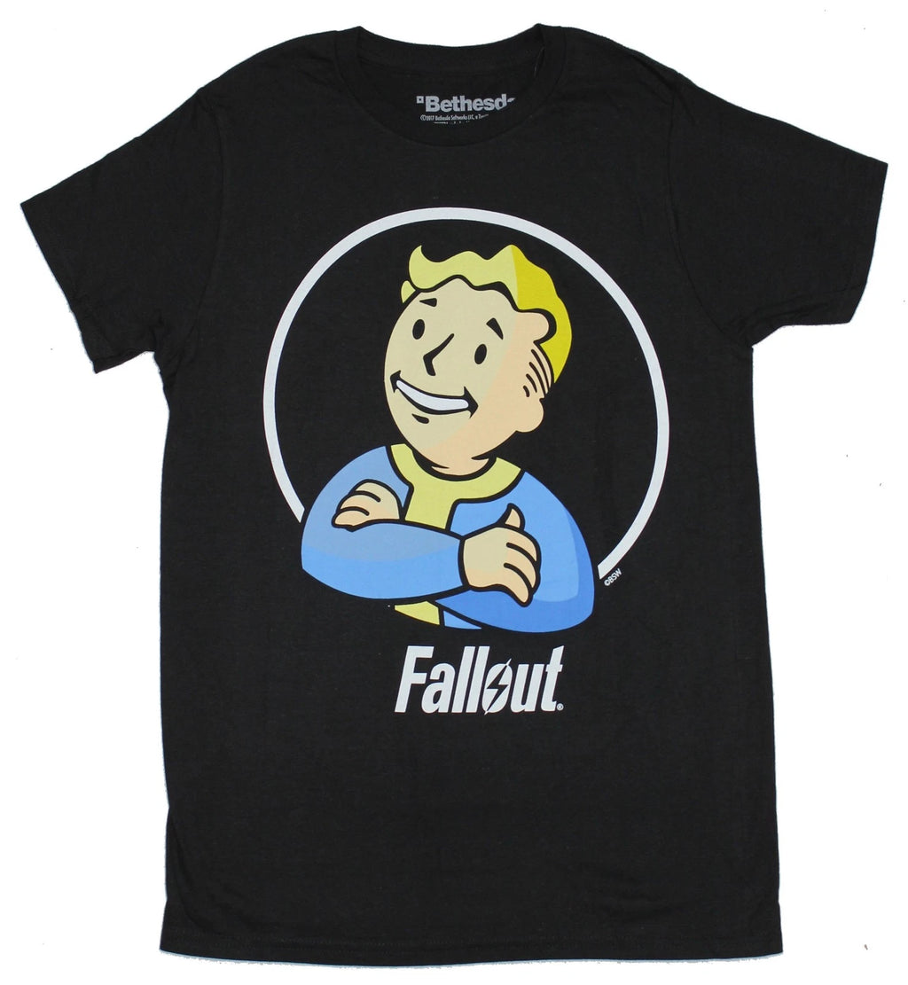 Fallout Adult New T-Shirt - Pip Boy Arms Crossed Circle Pic