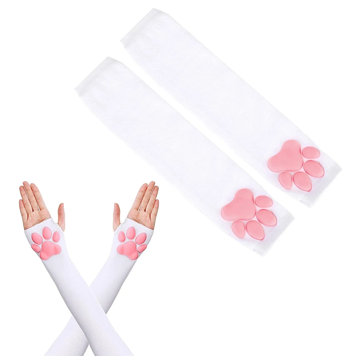 Women's Cute Therian Cat Paws Gloves 3D Cat Claw Paws Pad Sleeves for Cosplay Unisex , , , Long Sleeve Tee