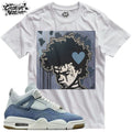 Shirt To Match 4 TEX Denim Worn Blue Unisex Tee Sneaker Shirt Afro Shirt Unisex , , , Long Sleeve Tee