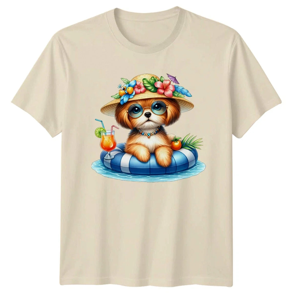 Cute Puppy Summer Pool Party Womens Shih Tzu Dogs Summer Gift For Her Unisex , , , Long Sleeve Tee