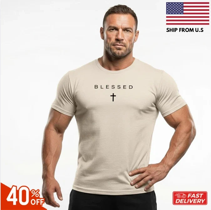 Blessed Christian Cross Minimalist Faith Tee Black Shirt reprint sale !! Unisex , , , Long Sleeve Tee
