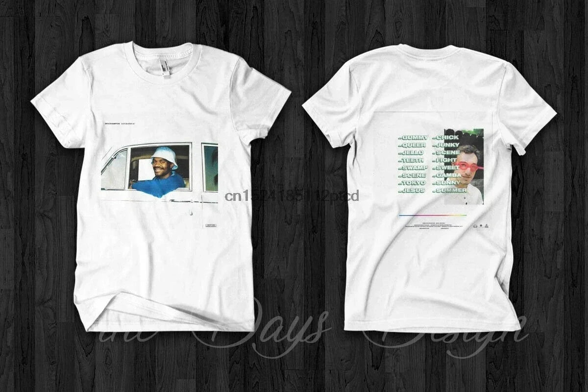 Brockhampton Saturation II Album Art T Shirt Authentic Logo Tour Merch White Unisex , , , Long Sleeve Tee