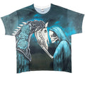 Grim Reaper Skeleton Horse All Over Graphic T XL Sick Front Back Hit Y2K Gothic Unisex , , , Long Sleeve Tee