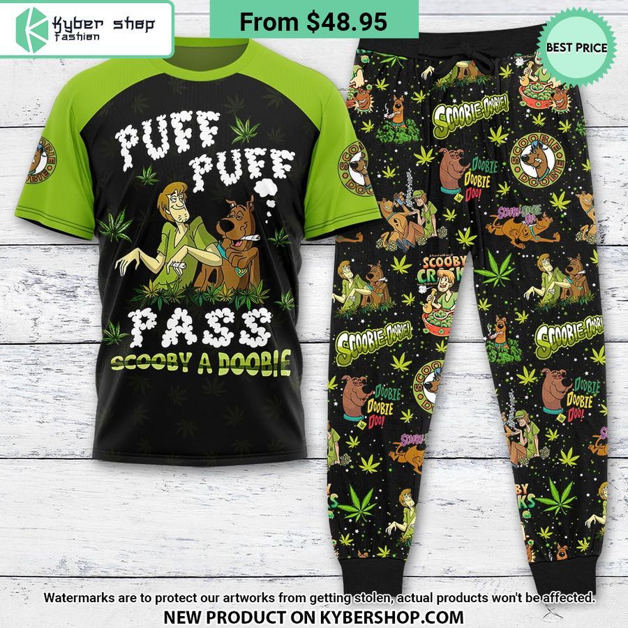 Scooby A Doobie Shaggy Rogers Puff Puff Pass Weed Pajamas Set