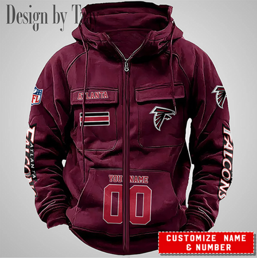 Atlanta Personalized Name & Number Vintage Cargo Zip Hoodie