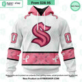Seattle Kraken In October We Wear Pink Breast Cancer Hoodie