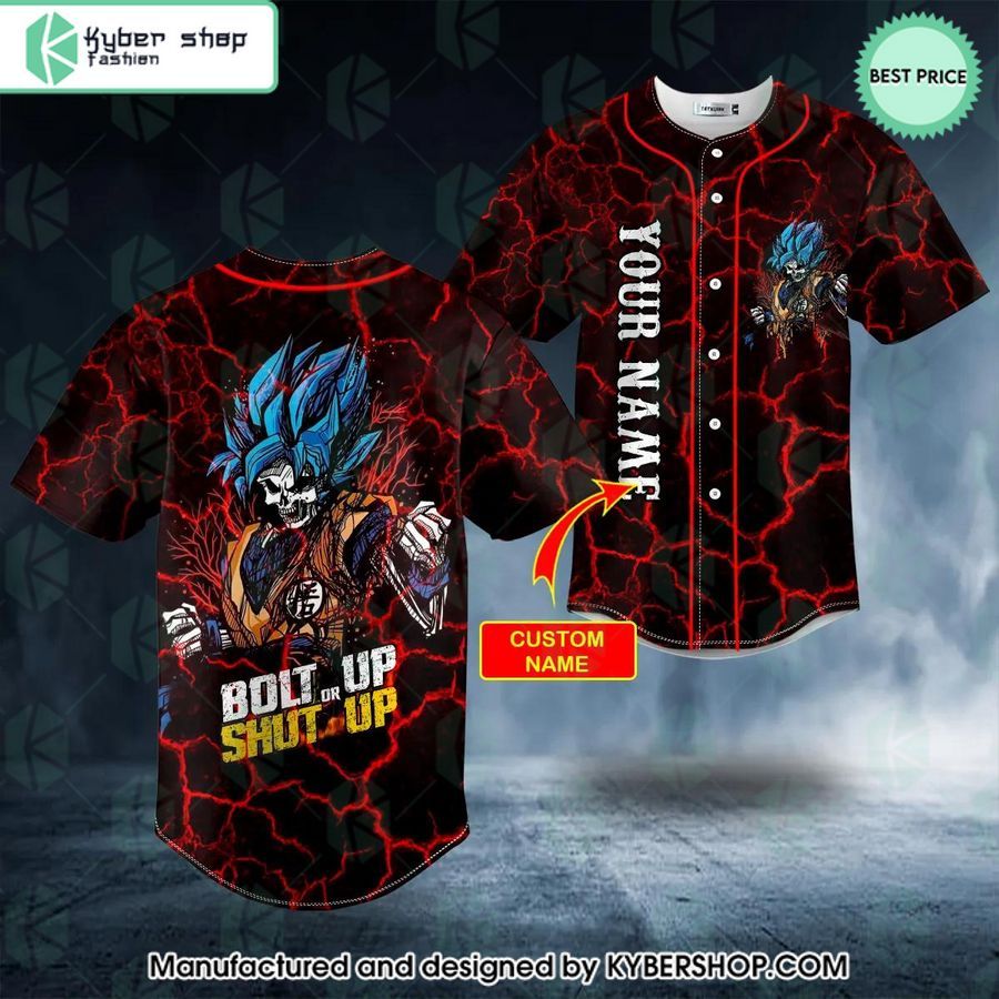 Son Goku Bolt Up Or Shut Up Skull CUSTOM Baseball Jersey