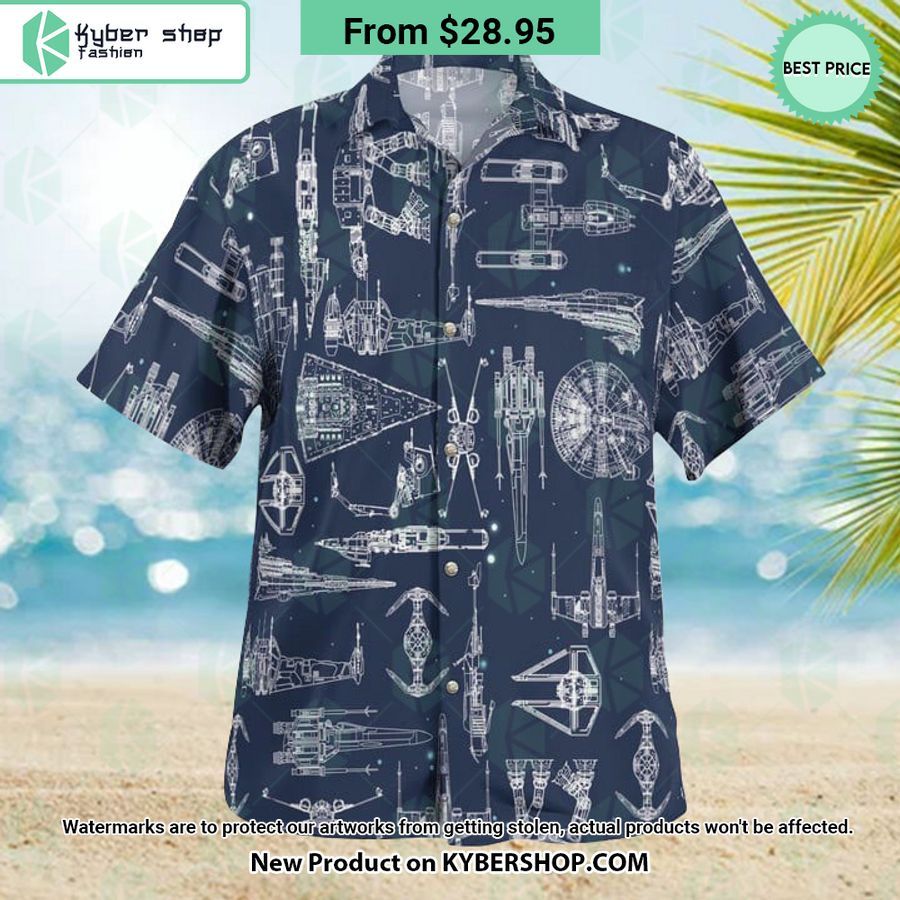 Space Ship Pattern Navy Hawaiian Shirt Shorts