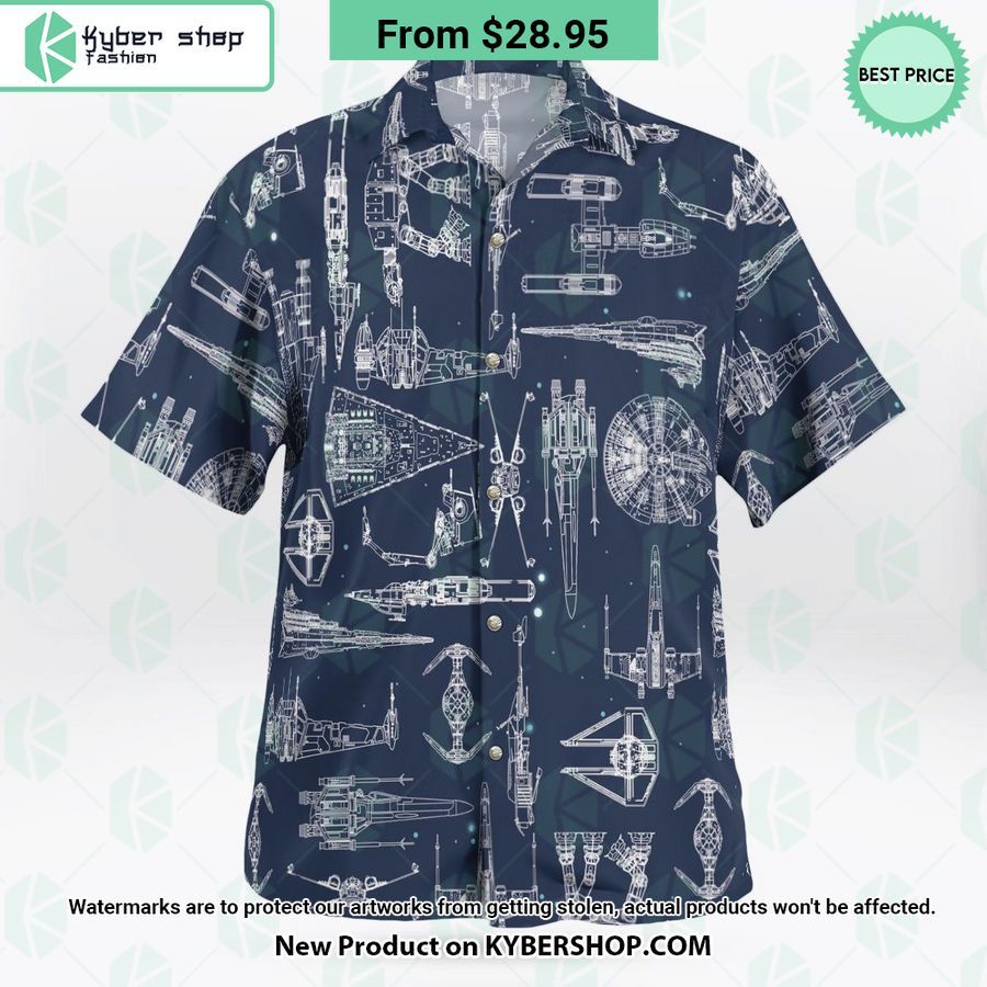 Space Ship Pattern Navy Hawaiian Shirt Shorts