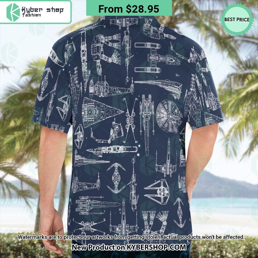 Space Ship Pattern Navy Hawaiian Shirt Shorts