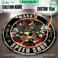 Speed Shop Garage Hot Rod Don’t Touch My Tools CUSTOM Round Rug
