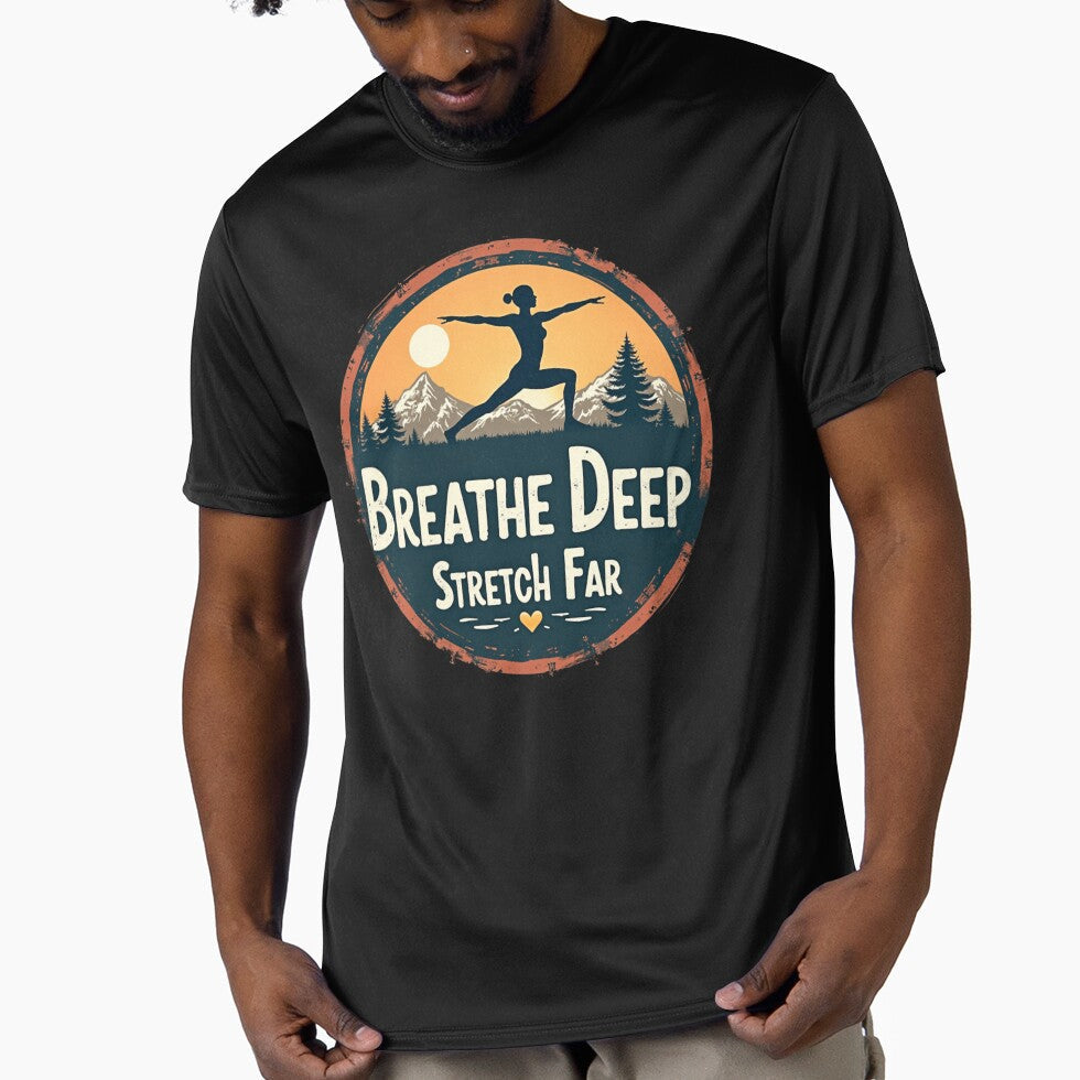 Breathe Deep Stretch Far by PerkzPrints Unisex , , , Long Sleeve Tee
