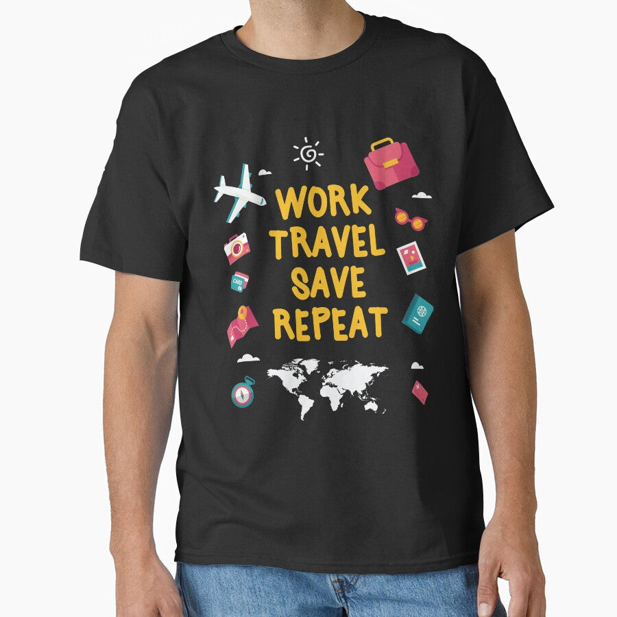 WORK TRAVEL SAVE REPEAT NOMAD T SHIRT by larspat Unisex , , , Long Sleeve Tee