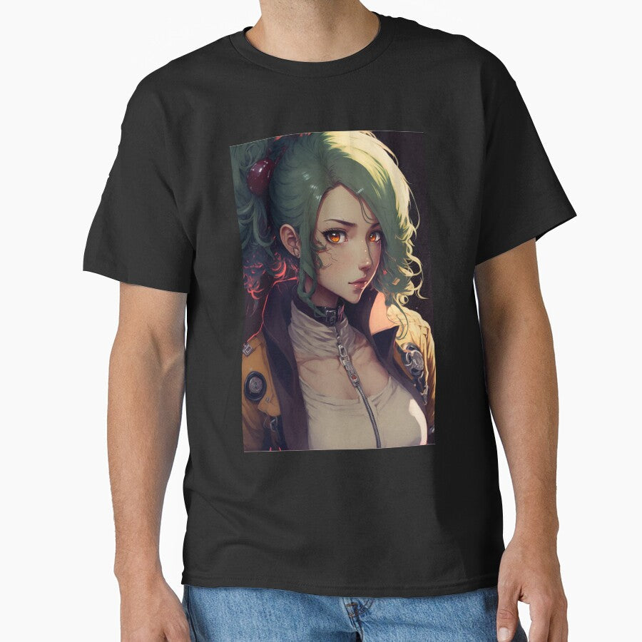 Anime Cute Girl with Green Hair by Bubblebuk Unisex , , , Long Sleeve Tee
