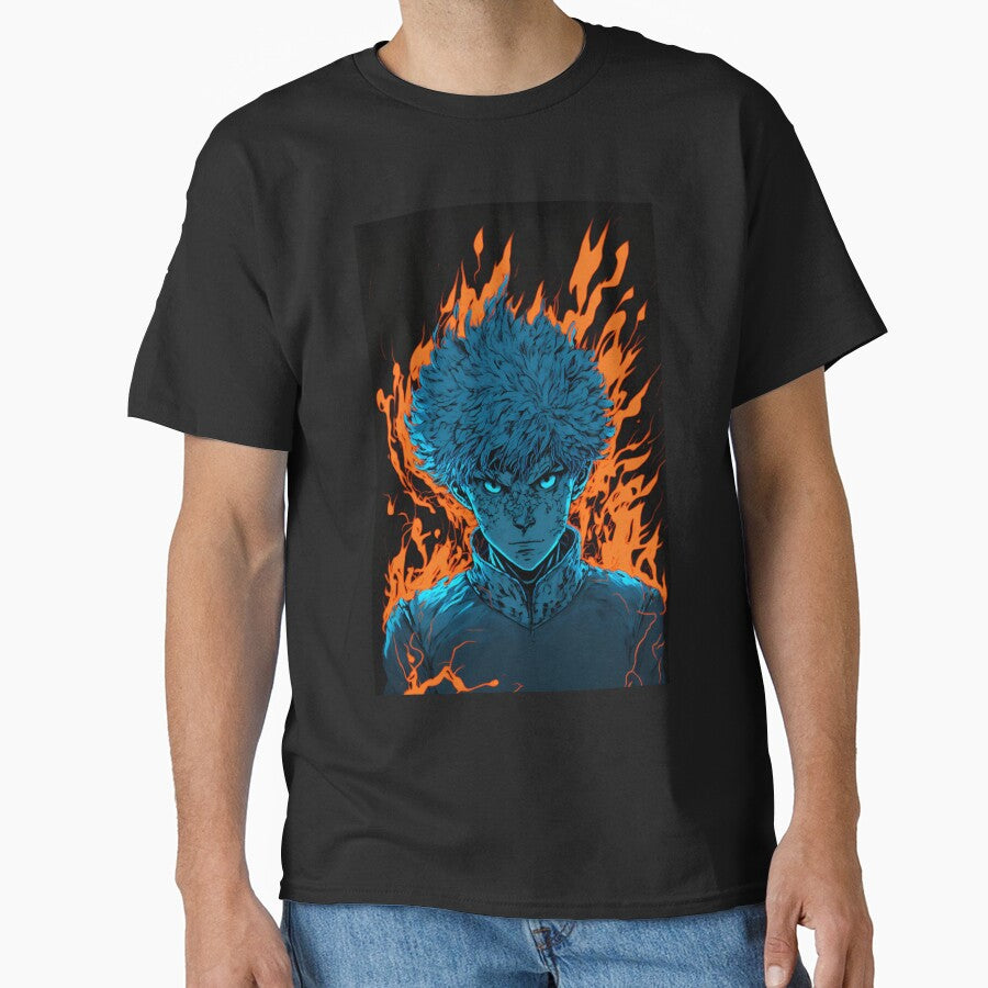 Anime Boy Blue Fire Powerup by Bubblebuk Unisex , , , Long Sleeve Tee