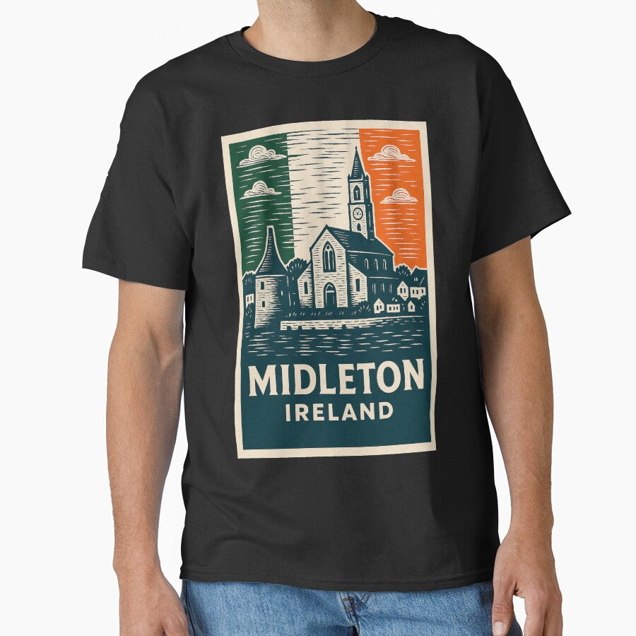Midleton Ireland Linocut Style by Thistle-TShop Unisex , , , Long Sleeve Tee