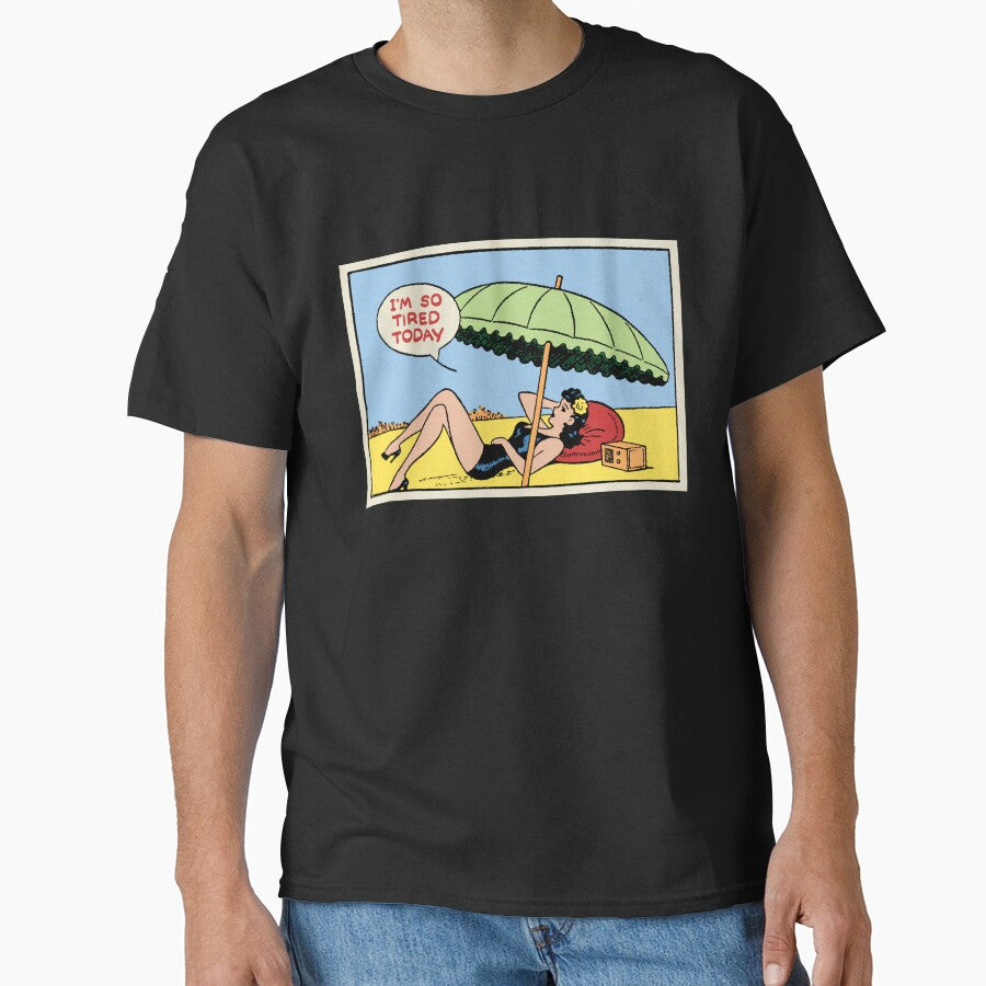 I'm So Tired Today • Rockabilly Girl Pin Up Beach Day Pop Art by wmxdesign