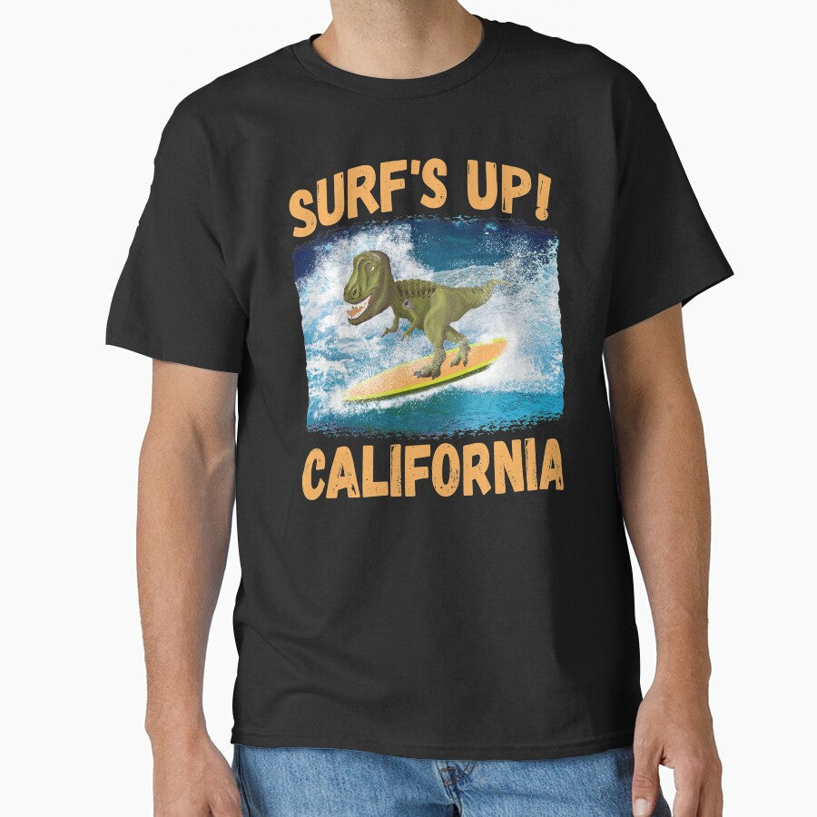 T Rex Surf's Up! California Surfing Lovers by fairviewdesign Unisex , , , Long Sleeve Tee