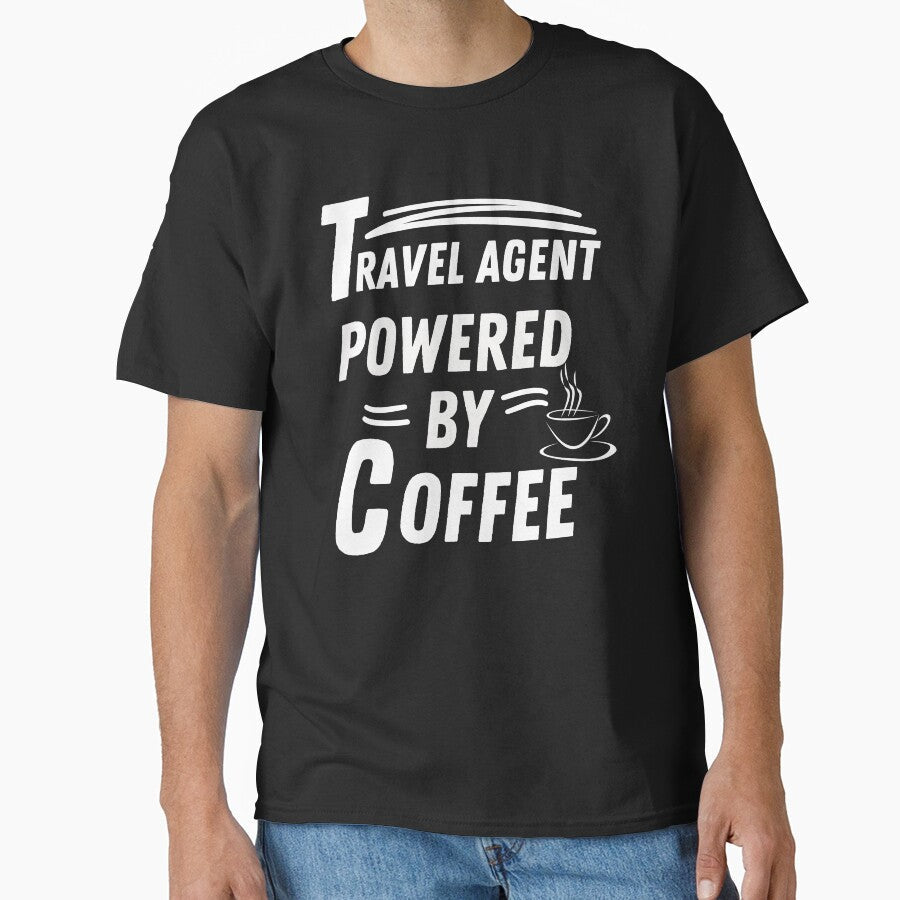 Travel agent powered by coffee by annoying-shirts Unisex , , , Long Sleeve Tee