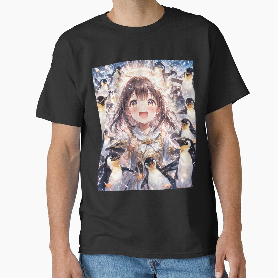 Anime girl with penguins portrait art by TheArtistOf2022 Unisex , , , Long Sleeve Tee