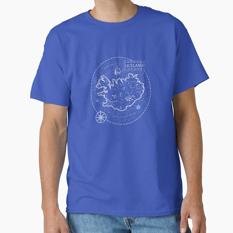 Vintage Map Iceland by Motivburg Unisex , , , Long Sleeve Tee