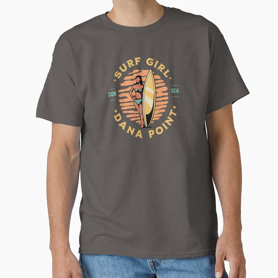 Surfer Girl Surfing Dana Point California by CattlettArt Unisex , , , Long Sleeve Tee
