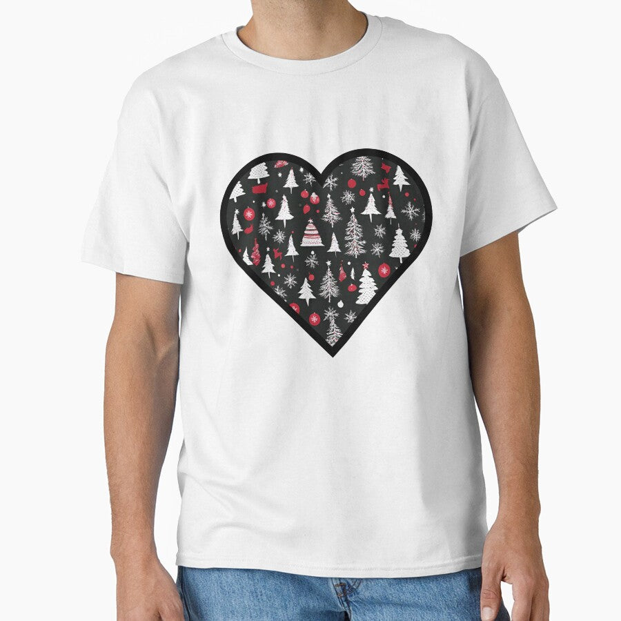 Holiday Heart - Black Christmas Patterned Heart by ha11e11