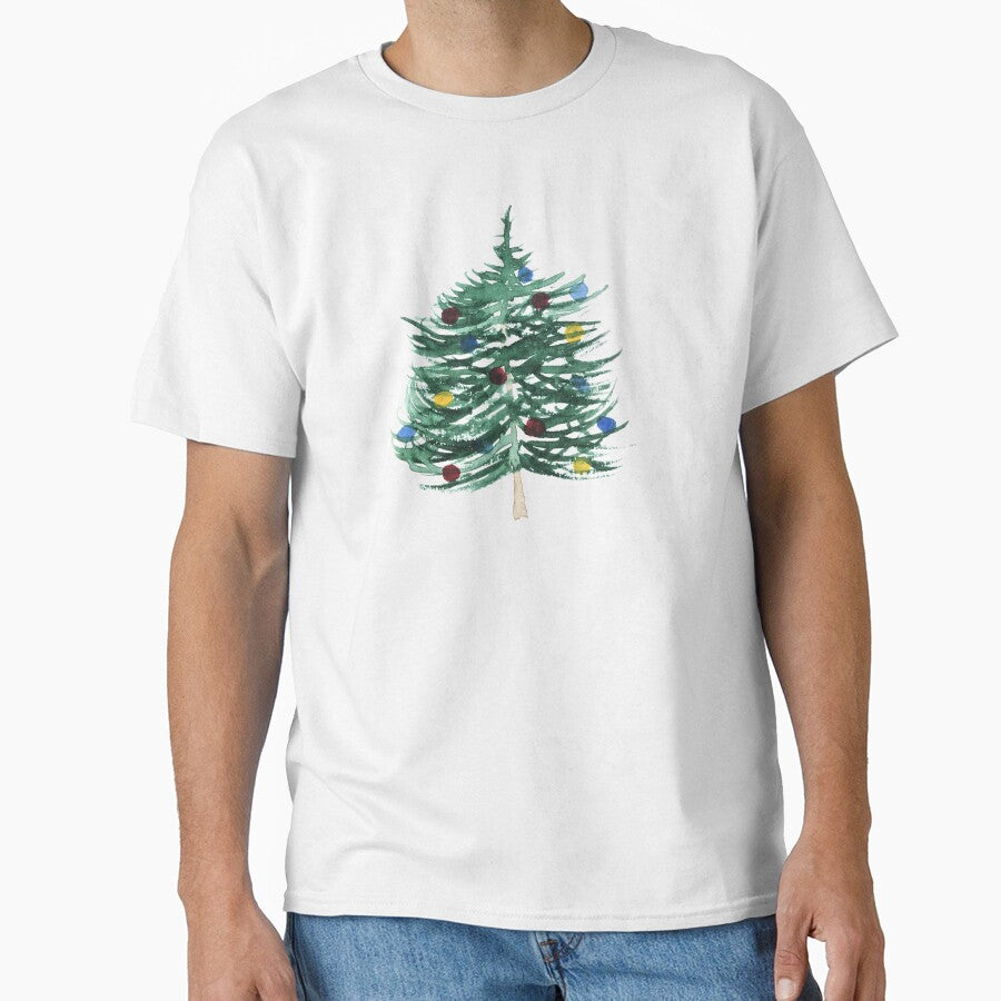 Watercolor Christmas Tree Pattern with Colorful Baubles – Festive Holiday by Monika Howarth