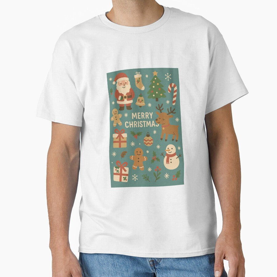 Cute Christmas Collage – Teal Holiday Seamless Pattern by Still Breathing Studio