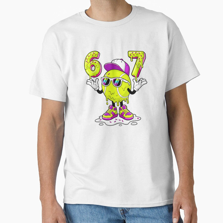 6 7 Tennis Ice Cream Drip Funny Meme Character Retro Style by WayTBeenkenArt